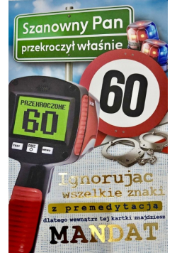 Karnet z mandatem 60 urodziny męskie