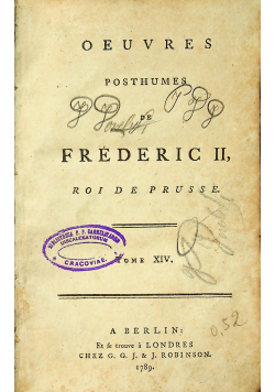 Oeuvres posthumes Tome XIV 1789r