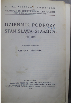 Dziennik podróży Stanisława Staszica 1931 r