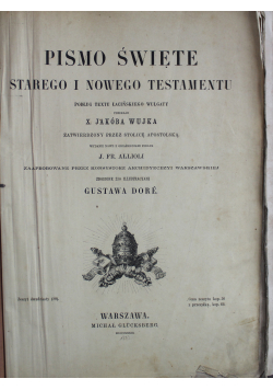 Pismo Święte Starego i Nowego Testamentu Tom I 1873 r.