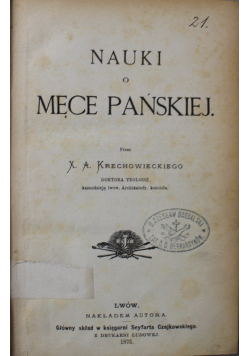Nauki o Męce Pańskiej 1875 r.