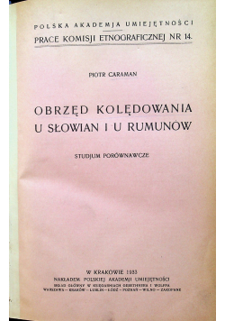 Obrzęd kolędowania u Słowian i u Rumunów 1933 r.
