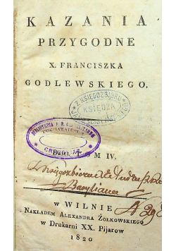 Kazania przygodne tom IV 1820 r.