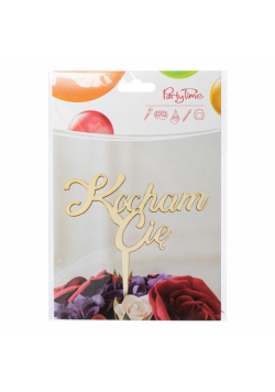 Drewniana dekoracja na patyczku - Kocham Cię
