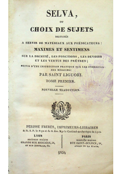 Selva ud Choix de sujets tome premiere 1854 r.