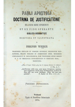 Pauli apostoli Doctrina de justificatione 1874 r
