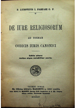 De Iure Religiosorum 1925 r