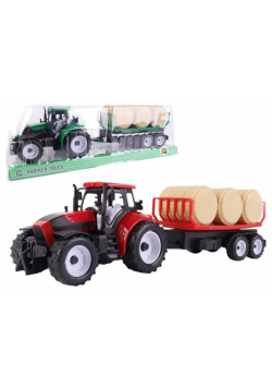 Traktor z przyczepą i belami mix