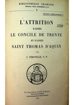 LAttrition DApres Le Concile De Trente Et DApres Saint Thomas DAquin 1927 r