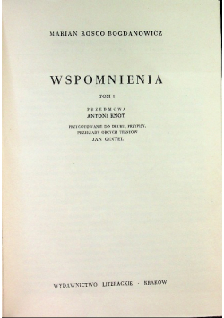 Bogdanowicz Wspomnienia Tom I