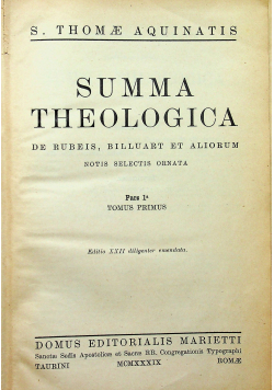 Summa Theologica Pars 1 a Tomus Primum 1939 r