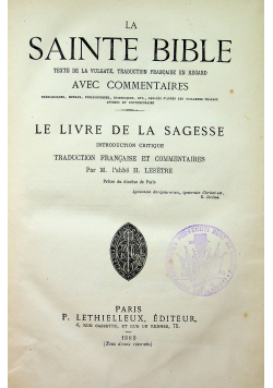 La sainte bible le livre da la sagesse 1880 r