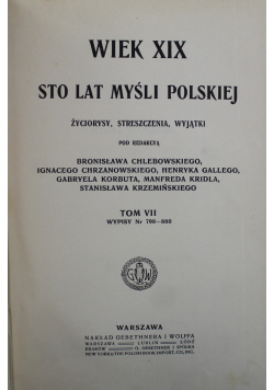Wiek XIX sto lat myśli polskiej tom VII 1900 r.