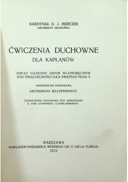 Ćwiczenia Duchowne dla Kapłanów 1913 r
