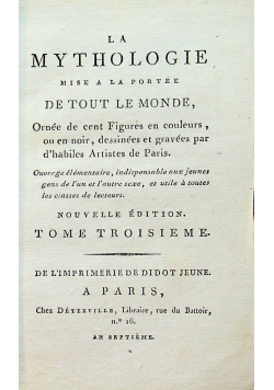 La Mythologie Mise a La Portee Tome Troisieme 1799 r.