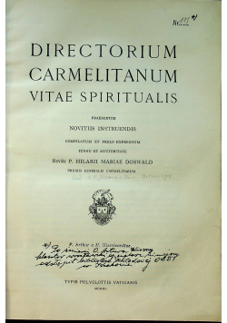 Directorium carmelitanum vitae spitualis 1940 r.