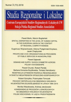 Studia regionalne i lokalne Numer 3 (73) 2018