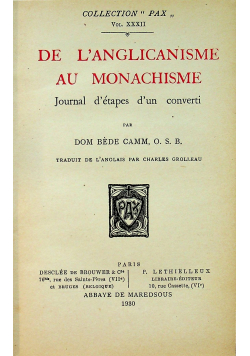 De LAnglicanisme au Monachisme 1930 r.