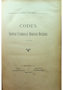 Codex Sanctae Catholicae Romanae Ecclesiae2 Tomy 1893 r.
