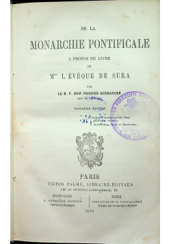 De la Monatchie pontificale 1870 r.
