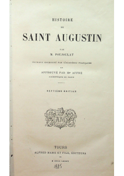 Histoire de Saint Augustin 1885 r.