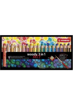 Kredki Woody Arty 3w1 18 kol + temperówka STABILO
