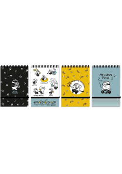 Kołonotes A6 96k. kratka zamykany na gumkę Minionki