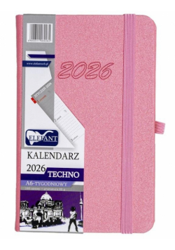 Kalendarz 2026 A6 tygodniowy Techno różowy
