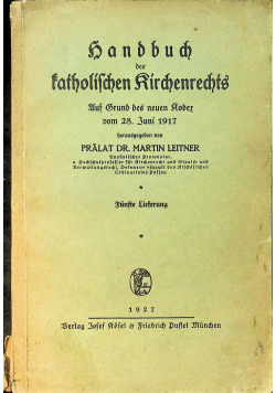 Handbuch des katholischen Kirchenrechts 1927 r