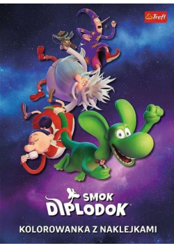Smok Diplodok. Kolorowanka z naklejkami