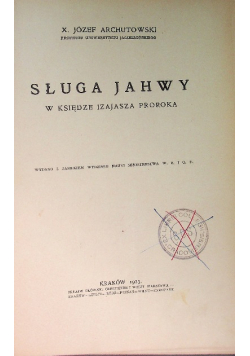 Sługa Jahwy w księdze Izajasza Proroka 1923 r.