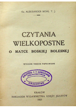 Czytanie wielkopostne o Matce Boskiej Bolesnej 1923 r.