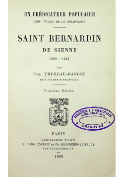 Saint Bernardin De Sienne 1896r