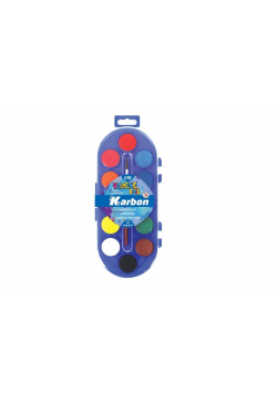 Farby akwarelowe plastic box 12 kolorów KARBON
