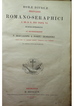 Horae diurnae Breviarii Romano Seraphici A Ss D N Pio Papa VI 1884 r.