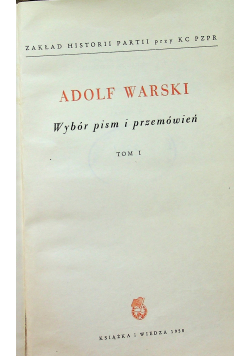 Warski Wybór pism i przemówień Tom I