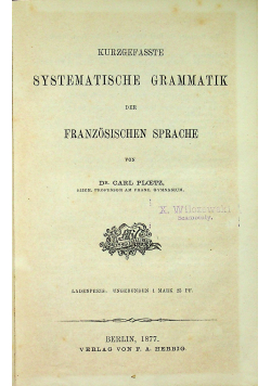 Kurzgefasste Systematischen Sprache 1877 r.