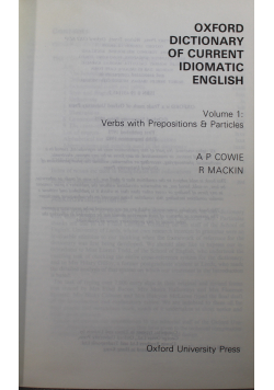 Oxford Dictionary Of Current Idiomatic English Volume 1