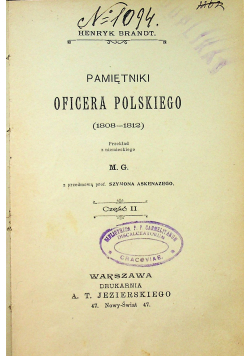 Pamiętniki Oficera Polskiego Część II 1904 r.