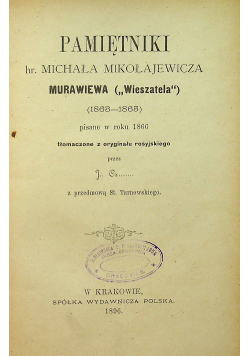 Pamiętniki hr Michała Mikołajewicza 1896 r.