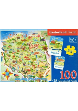 Puzzle 100 plus 28 Mapa Polski CASTOR NOWE