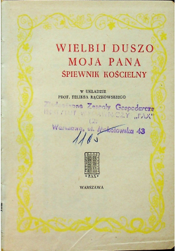 WIelbiaj Duszo Moja Pana śpiewnik kościelny