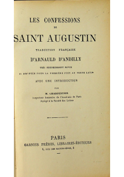 Les confessions de Saint Augustin traduction Francaise 1865 r