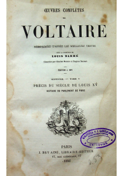 Oeuvres Completes de Voltaire Tome V 1856 r.
