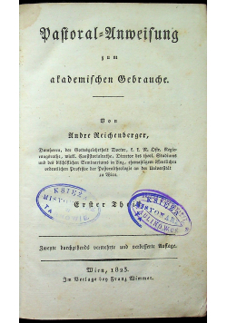 Pastoral Unmeisung 1823r