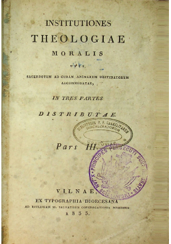 Institutiones theologiae moralis Tom III 1833 r