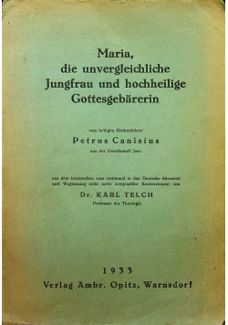 Maria die unvergleichliche Jungfrau und hochheilige Gottesgebarerin 1933 r.