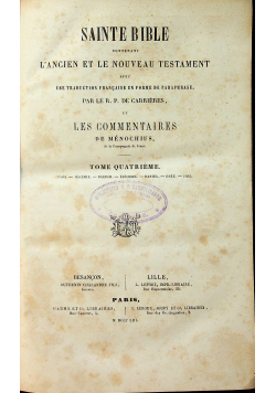 Sainte Bible Tome Quatrieme 1853 r.