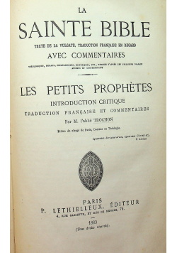 La Sainte Bible Les Petits Prophetes 1883 r.