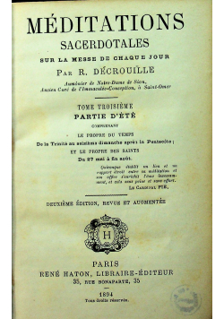 Meditations sacrdotales tome III 1894 r
